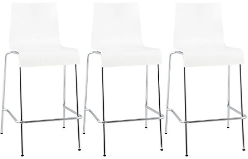 Quai 56 KWA - Lot de 3 tabourets Snack mi-Hauteur - Blanc