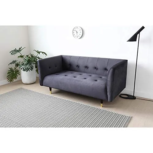 JFB L'Edvard Canapé 2 Places Gris foncé en Velours