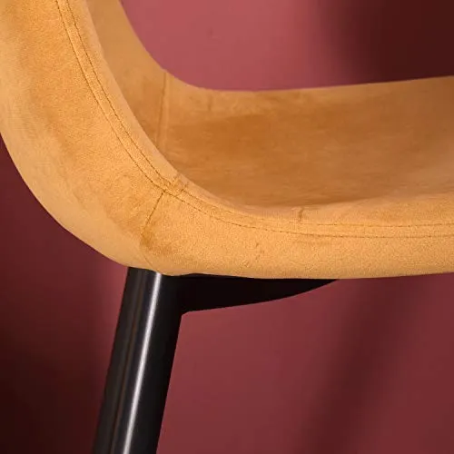 MEUBLE COSY Lot de 4 Chaises Salle a Manger Scandinave avec Assise et Dossier Recouverts de Velours Jaune Fauteuil de Bureau Pieds en Métal , Jaune /44x53x86cm