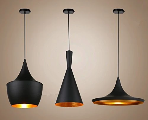 E27 Métal Retro Suspensions Luminaires Lamps Antique Plafonnier Luminaire Lumiere Industriel Antique Suspension Lumiere Lampe LED Aluminium Vintage éclairage de Plafond Industriel Antique Plafonnier Lumiere LED(Noire)