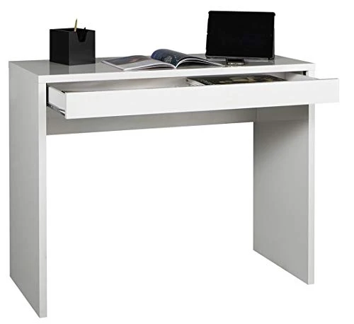 Marque Amazon - Movian Bureau/console à tiroir, 100 x 80 x 40 cm, Blanc brillant