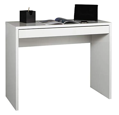 Marque Amazon - Movian Bureau/console à tiroir, 100 x 80 x 40 cm, Blanc brillant