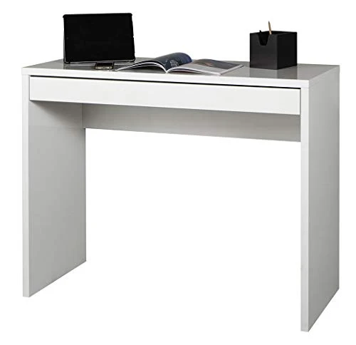 Marque Amazon - Movian Bureau/console à tiroir, 100 x 80 x 40 cm, Blanc brillant
