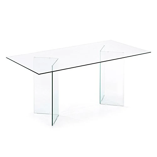 Kave Home - Table de Salle à Manger Burano rectangulaire 180 x 90 cm en Verre trempé avec Pieds en Verre