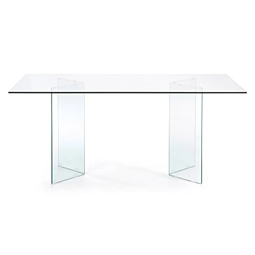 Kave Home - Table de Salle à Manger Burano rectangulaire 180 x 90 cm en Verre trempé avec Pieds en Verre