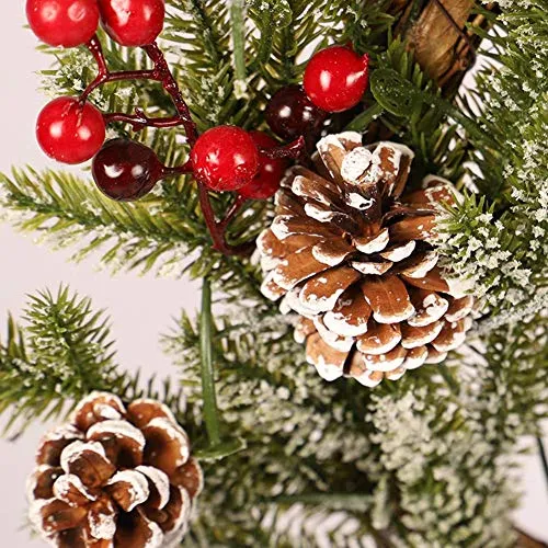 Guirlande De Noël,Couronne Décoration de Noël Couronne D'automne Guirlande de Noël Artificielles Fait à Main, Couronne de Fleurs Idéal Déco Noël pour Votre Porte, Mur ou Fenêtre