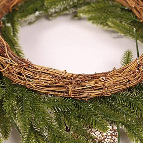 Guirlande De Noël,Couronne Décoration de Noël Couronne D'automne Guirlande de Noël Artificielles Fait à Main, Couronne de Fleurs Idéal Déco Noël pour Votre Porte, Mur ou Fenêtre