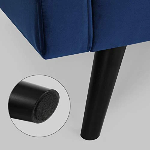 VASAGLE Canapé 3 Places, Surface en Velours, 176 x 83 x 84 cm, pour Petit Appartement, Chambre d’Amis, Chambre d’Adolescent, Cadre en Bois, Montage Facile, Bleu Roi LCS50IN