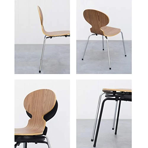 Chaise en bois courbé de chaise de fourmi simple dinant la chaise de jambe de fer de chaise appropriée au restaurant/bureau/famille (Color : Walnut, Size : 53 * 54 * 78.5cm)