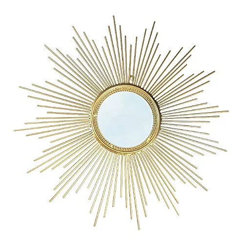 WUSTEGCCF Miroir De Beauté De Bureau éClairé,Miroir DéCoratif De Style Soleil Doré Et Argenté, Miroir Suspendu Au Point De VéRanda, DiamèTre Environ 80 Cm,Gold