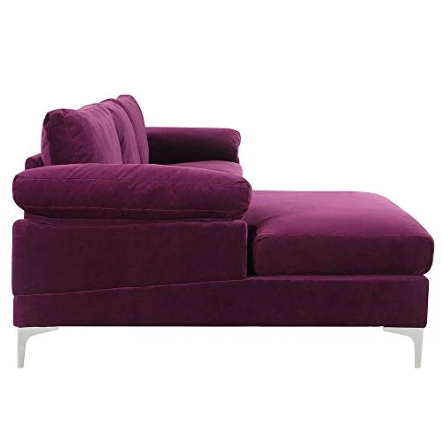 BHDesign Amanda New - Canapé d'angle Moderne 5 Personnes - Velours - Coloris Violet