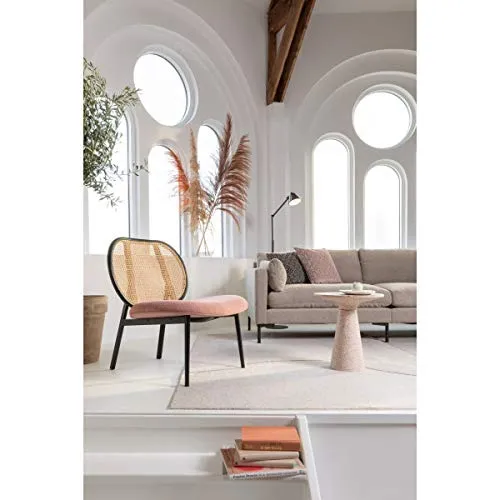 Zuiver Spike - Fauteuil Dossier en cannage et Assise en Tissu Rose
