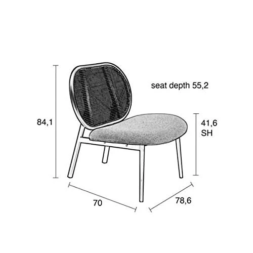 Zuiver Spike - Fauteuil Dossier en cannage et Assise en Tissu Rose