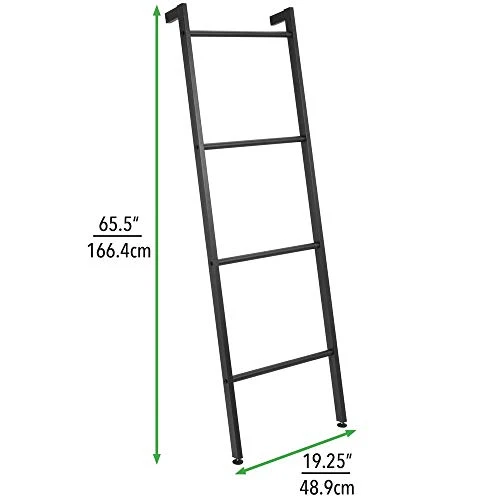 mDesign échelle pour Serviettes Pose Libre pour la Salle de Bain – Porte-Serviette Design sur Pied à 4 Rails en métal – Porte-Serviette INOX à Poser ou Porte-vêtement ou Porte-journaux – Noir Mat