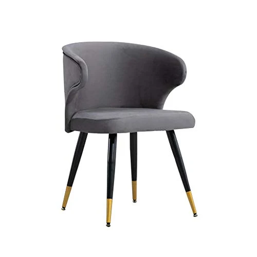 Chaise Design Scandinave,Métal Accueil Dossier Restaurant Simple Négocier Fauteuil En Tissu Velours Rétro (Color : Gray)