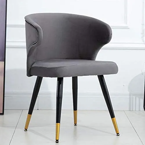 Chaise Design Scandinave,Métal Accueil Dossier Restaurant Simple Négocier Fauteuil En Tissu Velours Rétro (Color : Gray)