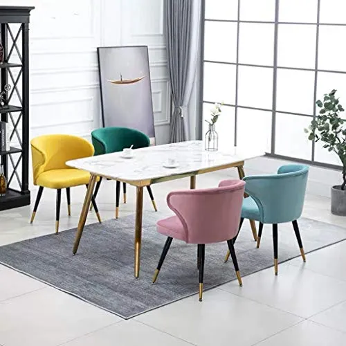 Chaise Design Scandinave,Métal Accueil Dossier Restaurant Simple Négocier Fauteuil En Tissu Velours Rétro (Color : Gray)