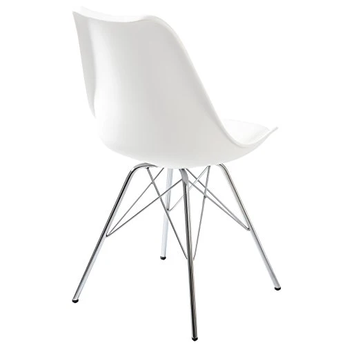 eSituro SDC0050 Lot de 2 Chaises de Salle à Manger Moderne Assise en Similicuir et Pied en métal,Blanc