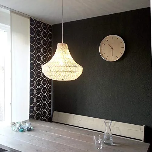 QAZQA Design Lampe suspendue rétro blanche 50 cm - Lina Cono 50 Métal/Tissu Blanc Rond E27 Max. 1 x 60 Watt/Luminaire/Lumiere/Éclairage/intérieur/Salon/Cuisine