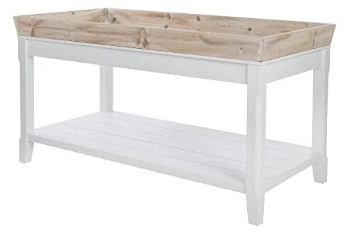 My Flair Tables Basses, MDF, placage, Blanc, Bois Vieilli, 55 x 100 cm