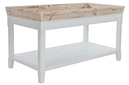 My Flair Tables Basses, MDF, placage, Blanc, Bois Vieilli, 55 x 100 cm