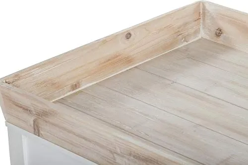 My Flair Tables Basses, MDF, placage, Blanc, Bois Vieilli, 55 x 100 cm