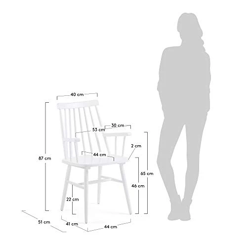 Kave Home - Chaise de Salle à Manger Tressia en Bois Massif de Caoutchouc Naturel et Finition Blanche