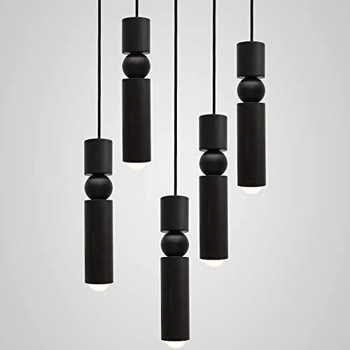 GU10 Creative salle à manger suspension lampe hauteur réglable couloir lampe abat-jour en verre chambre table à manger allée villa chevet véranda escaliers café salon lustre blanc chaud 6 * 35cm,Noir