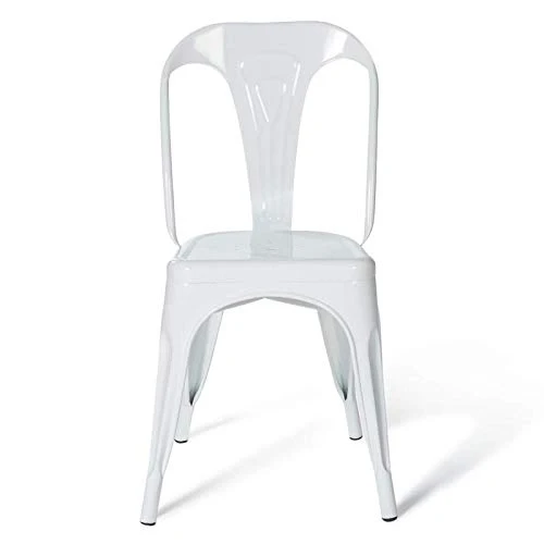 IDMarket - Lot de 2 chaises Leny métal Blanc Brillant empilable pour Salle à Manger