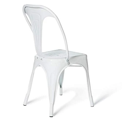 IDMarket - Lot de 2 chaises Leny métal Blanc Brillant empilable pour Salle à Manger