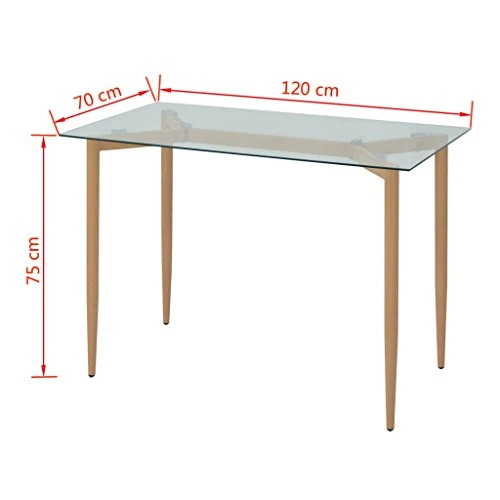 Festnight Tables de Salle à Manger en Bois avec Verre Transparent 120 x 70 x 75 cm