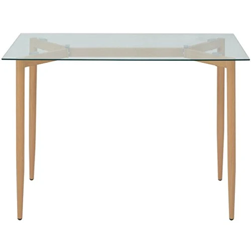 Festnight Tables de Salle à Manger en Bois avec Verre Transparent 120 x 70 x 75 cm