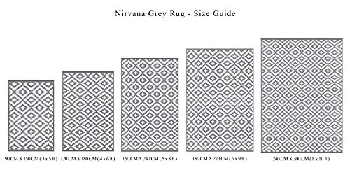Green Decore 120 x 180 cm Nirvana Intérieur / Extérieur / Léger / Tapis Ecologique Réversible / Gris / Blanc