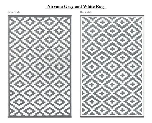 Green Decore 120 x 180 cm Nirvana Intérieur / Extérieur / Léger / Tapis Ecologique Réversible / Gris / Blanc