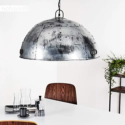 Suspension Svanfolk en métal gris effet rouille, lampe pendante rétro-industriel à hauteur variable, max. 121 cm, Ø 62, idéale dans un salon vintage, pour 1 ampoule E27 max 25 Watt, compatible LED