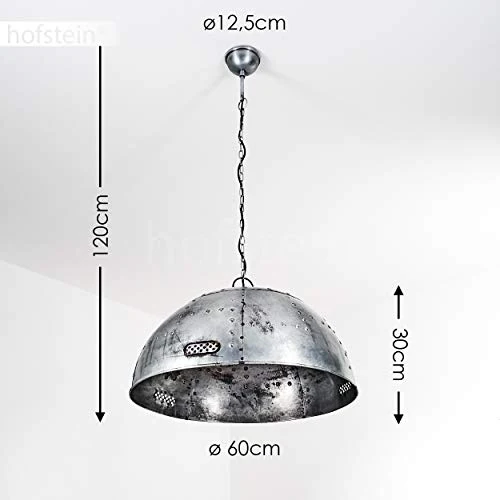 Suspension Svanfolk en métal gris effet rouille, lampe pendante rétro-industriel à hauteur variable, max. 121 cm, Ø 62, idéale dans un salon vintage, pour 1 ampoule E27 max 25 Watt, compatible LED