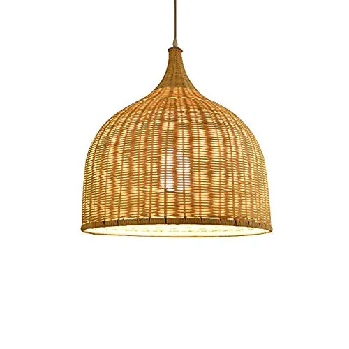 LAMP Lustre Vintage Moderne De Rotin Industrielle Romantique LED Plafonnier Luminaire Lustre Tissé à La Main Brown -60×60