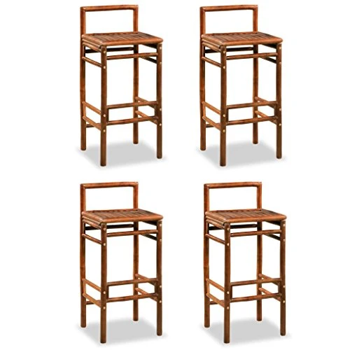 Festnight 5pcs Table Haute de Bar avec 4 Tabouret en Bambou Marron