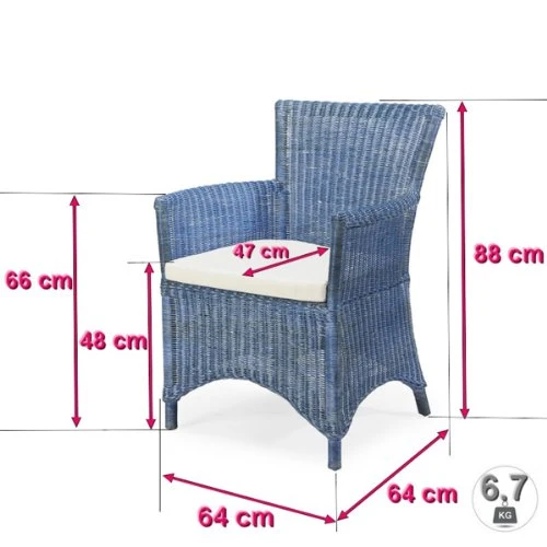 Rotin Design Fauteuil ROSAS Bleu en Osier fitrit