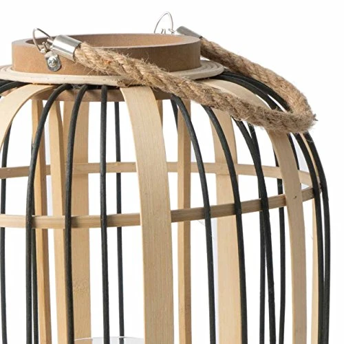 Black Velvet Studio Lanterne Arlequín Couleur Noir et Blanc Style Nordique Bambou 49x30x30 cm