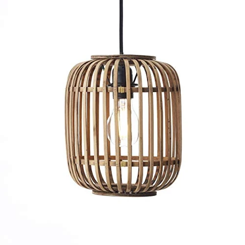 Suspension Lampe décorative Nature 3 x E27 max. 40 W en métal/rotin marron clair noir