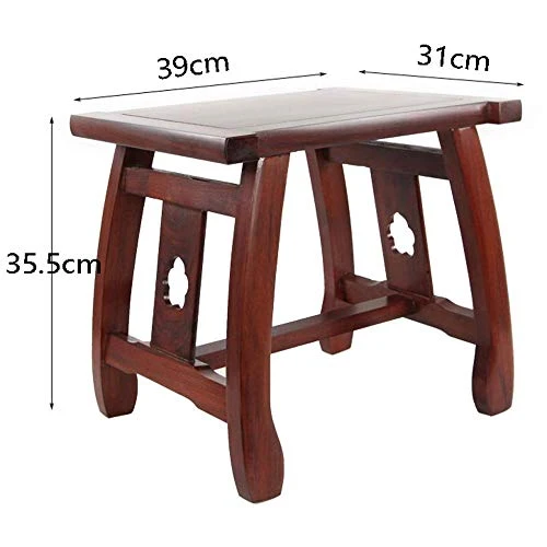 Widely Bois Tabouret Banc Tabouret - Petit Tabouret Antique Chinois en Bois Massif Canapé Banc Changement Chaussures Banc Enfants-Rouge