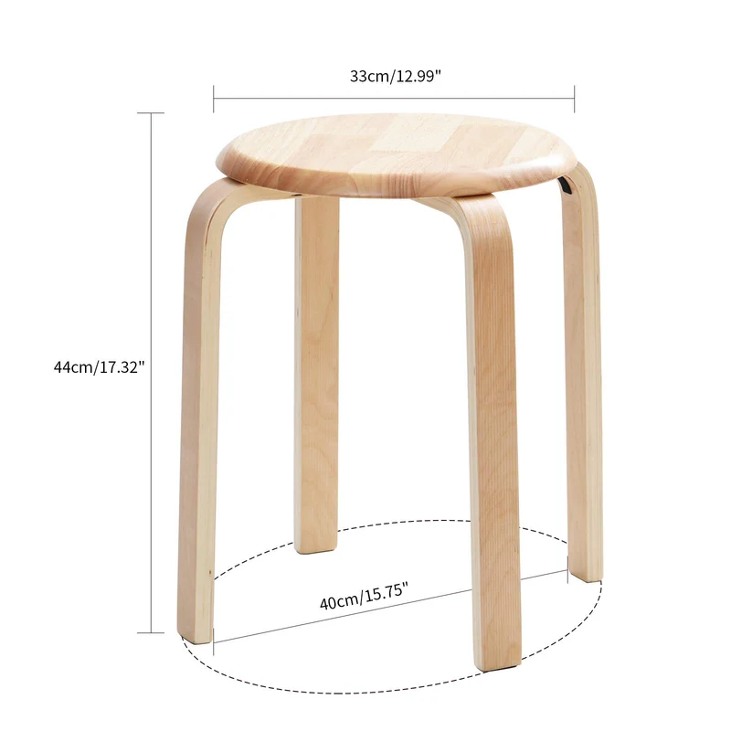 IBUYKE Chaise Salle à Manger/Tabourets de Bar Empilables en Bois Massif Sièges Lisses pour Salon, Cuisine, Bistrot pour Salon, Cuisine, Bistrot Couleur Bois RF-752-4