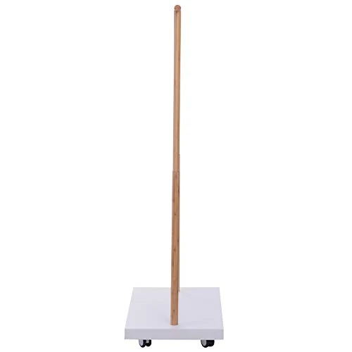 Homcom Portant vêtements sur roulettes Design Cosy Chic dim. 80L x 45l x 150H cm MDF Blanc Bambou