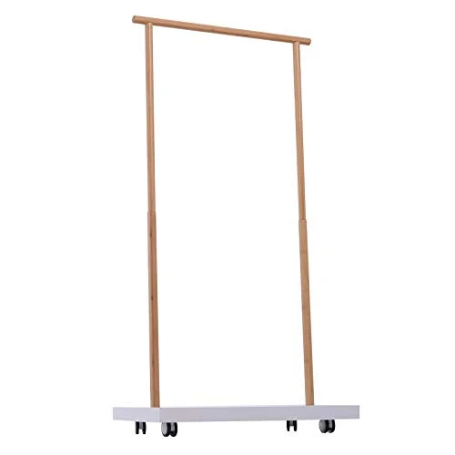 Homcom Portant vêtements sur roulettes Design Cosy Chic dim. 80L x 45l x 150H cm MDF Blanc Bambou