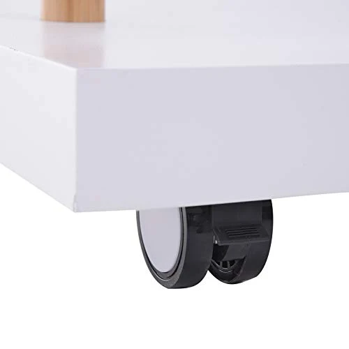 Homcom Portant vêtements sur roulettes Design Cosy Chic dim. 80L x 45l x 150H cm MDF Blanc Bambou
