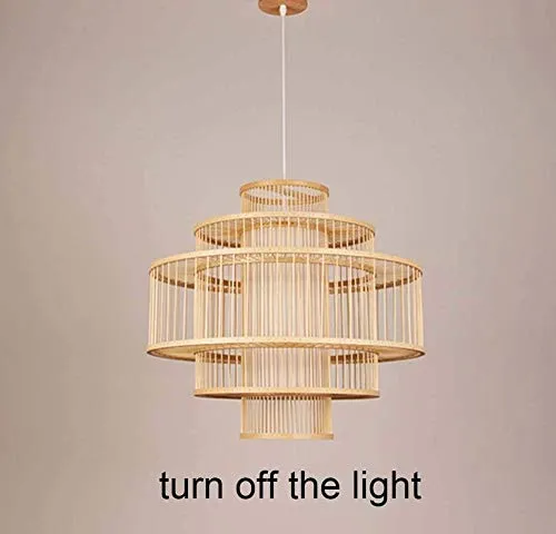 Lustre Bambou Tissé Lustre Lampe Restaurant Boutique Café Bar Tea Room Lampe Bamboo Chandelier E27 (50 * 50cm)