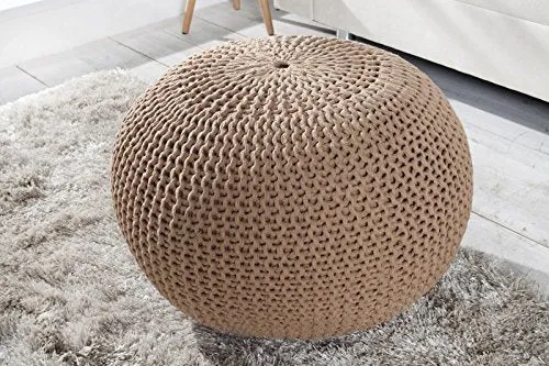 Pouf design d'intérieur Invicta LEEDS en corde 50 cm repose-pieds et choix de couleur