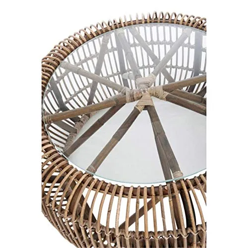 Paris Prix - Table Basse Ronde en Rotin ode 40cm Naturel