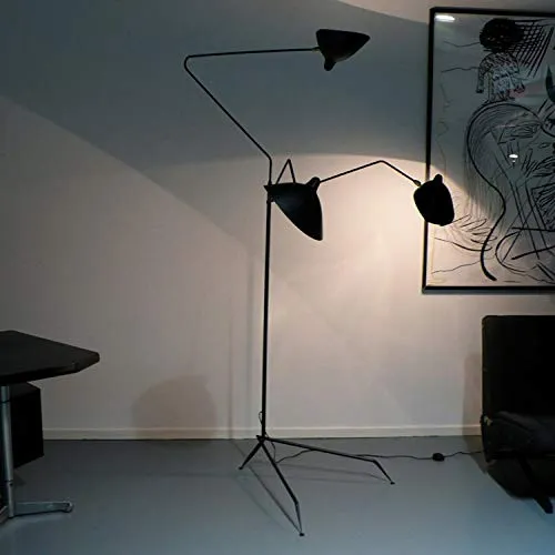 Lampe sur pied LGFSG Lampadaire Modélisation Chambre Lampe industrielle debout Simple Salon Led Luminaire au sol, 3 têtes noir